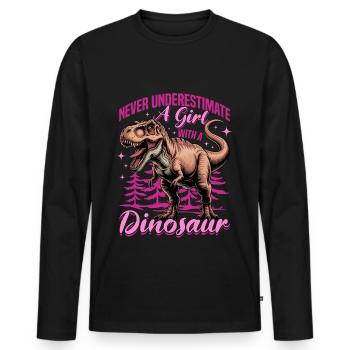Dinosaur T-Rex kids - Men's Premium Organic Long Sleeve Shirt - black - Front - Nico (187cm)
