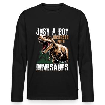 Dinosaur T-Rex kids - Männer Premium Bio Langarmshirt - Schwarz - Vorne - Nico (187cm)