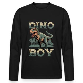 Dinosaur T-Rex kids - Men's Premium Organic Long Sleeve Shirt - black - Front - Nico (187cm)
