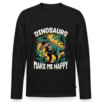 Dinosaur T-Rex kids - Men's Premium Organic Long Sleeve Shirt - black - Front - Nico (187cm)