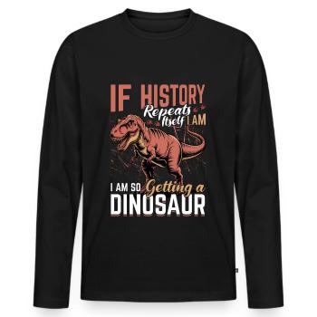 Dinosaur T-Rex kids - Men's Premium Organic Long Sleeve Shirt - black - Front - Nico (187cm)