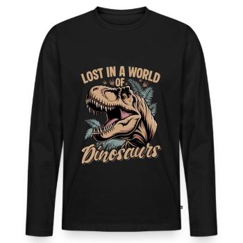 Dinosaur T-Rex kids - Men's Premium Organic Long Sleeve Shirt - black - Front - Nico (187cm)