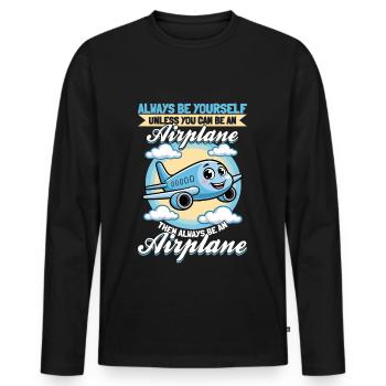 Airplane Kids Travel Pilot Toddler - Men's Premium Organic Long Sleeve Shirt - black - Front - Nico (187cm)