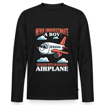 Airplane Kids Travel Pilot Toddler - Men's Premium Organic Long Sleeve Shirt - black - Front - Nico (187cm)