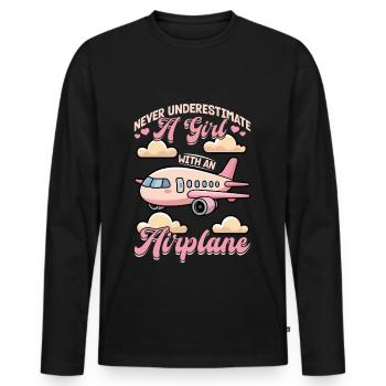 Airplane Kids Travel Pilot Toddler - Men's Premium Organic Long Sleeve Shirt - black - Front - Nico (187cm)