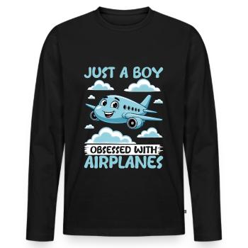 Avion Enfants Voyage Pilote Tout-petit - T-shirt manches longues Premium bio Homme - noir - Devant - Nico (187cm)