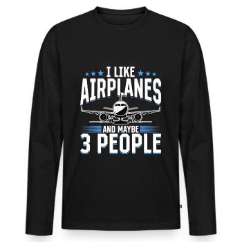 Avion Enfants Voyage Pilote Tout-petit - T-shirt manches longues Premium bio Homme - noir - Devant - Nico (187cm)