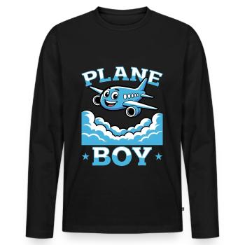 Airplane Kids Travel Pilot Toddler - Men's Premium Organic Long Sleeve Shirt - black - Front - Nico (187cm)