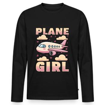 Airplane Kids Travel Pilot Toddler - Men's Premium Organic Long Sleeve Shirt - black - Front - Nico (187cm)
