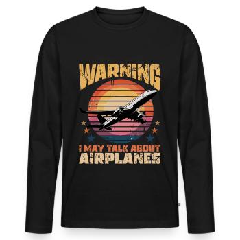 Airplane Kids Travel Pilot Toddler - Men's Premium Organic Long Sleeve Shirt - black - Front - Nico (187cm)
