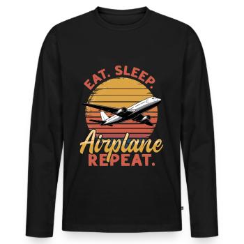 Airplane Kids Travel Pilot Toddler - Men's Premium Organic Long Sleeve Shirt - black - Front - Nico (187cm)