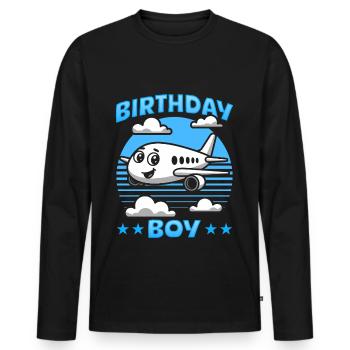 Airplane Kids Travel Pilot Toddler - Men's Premium Organic Long Sleeve Shirt - black - Front - Nico (187cm)