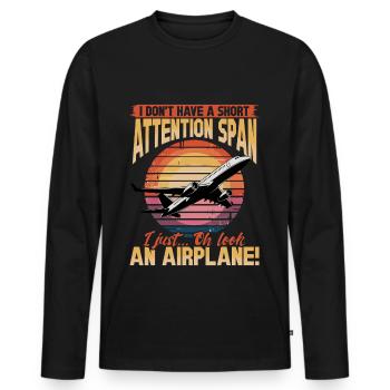 Airplane Kids Travel Pilot Toddler - Men's Premium Organic Long Sleeve Shirt - black - Front - Nico (187cm)