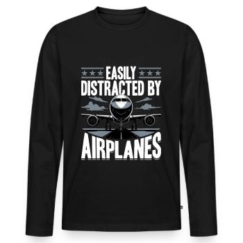 Avion Enfants Voyage Pilote Tout-petit - T-shirt manches longues Premium bio Homme - noir - Devant - Nico (187cm)