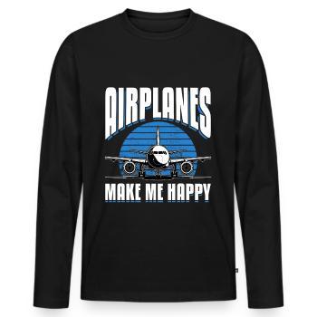 Airplane Kids Travel Pilot Toddler - Men's Premium Organic Long Sleeve Shirt - black - Front - Nico (187cm)
