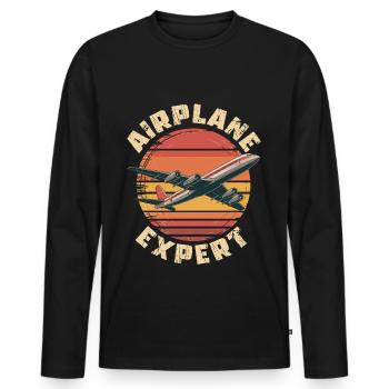 Airplane Kids Travel Pilot Toddler - Men's Premium Organic Long Sleeve Shirt - black - Front - Nico (187cm)