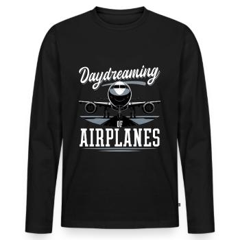 Avion Enfants Voyage Pilote Tout-petit - T-shirt manches longues Premium bio Homme - noir - Devant - Nico (187cm)