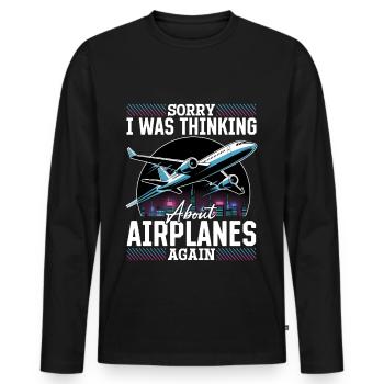 Avion Enfants Voyage Pilote Tout-petit - T-shirt manches longues Premium bio Homme - noir - Devant - Nico (187cm)