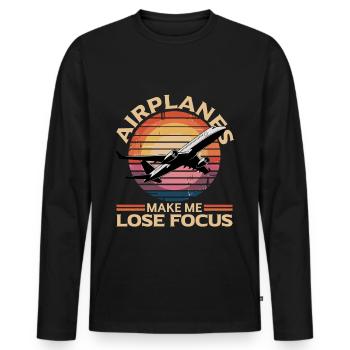 Avion Enfants Voyage Pilote Tout-petit - T-shirt manches longues Premium bio Homme - noir - Devant - Nico (187cm)