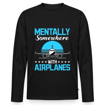 Avion Enfants Voyage Pilote Tout-petit - T-shirt manches longues Premium bio Homme - noir - Devant - Nico (187cm)