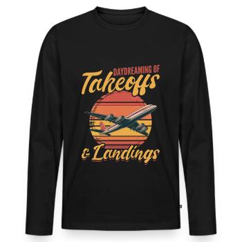 Airplane Kids Travel Pilot Toddler - Men's Premium Organic Long Sleeve Shirt - black - Front - Nico (187cm)