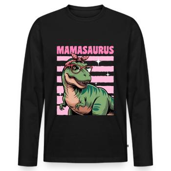 Dinosaur T-Rex Mamasaurus - Men's Premium Organic Long Sleeve Shirt - black - Front - Nico (187cm)