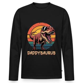 Dinosaur T-Rex Daddysaurus - Men's Premium Organic Long Sleeve Shirt - black - Front - Nico (187cm)