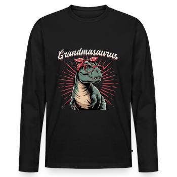 Dinosaur T-Rex Grandmasaurus - Men's Premium Organic Long Sleeve Shirt - black - Front - Nico (187cm)