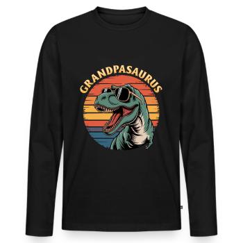 Dinosaur T-Rex Grandpasaurus - Men's Premium Organic Long Sleeve Shirt - black - Front - Nico (187cm)