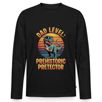 Dinosaur T-Rex Dad - Men's Premium Organic Long Sleeve Shirt - black - Front - Nico (187cm)
