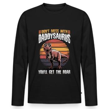 Dinosaur T-Rex Daddysaurus - Men's Premium Organic Long Sleeve Shirt - black - Front - Nico (187cm)