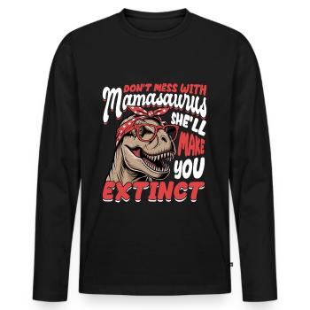 Dinosaure T-Rex Mamasaurus - T-shirt manches longues Premium bio Homme - noir - Devant - Nico (187cm)