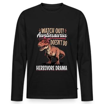 Dinosaur T-Rex Auntiesaurus - Men's Premium Organic Long Sleeve Shirt - black - Front - Nico (187cm)