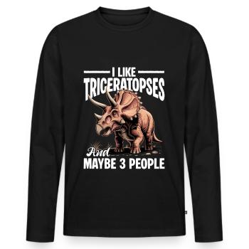 Dinosaure Triceratops Préhistorique - T-shirt manches longues Premium bio Homme - noir - Devant - Nico (187cm)