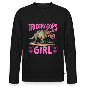 Dinosaure Triceratops Préhistorique - T-shirt manches longues Premium bio Homme - noir - Devant - Nico (187cm)
