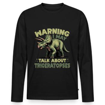 Dinosaure Triceratops Préhistorique - T-shirt manches longues Premium bio Homme - noir - Devant - Nico (187cm)