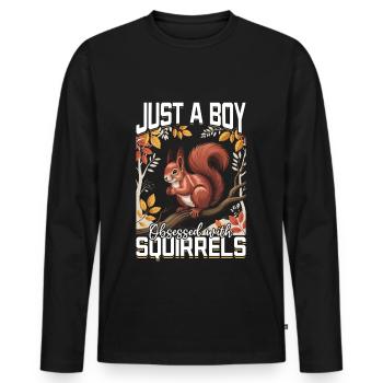 Écureuil drôle Animal - T-shirt manches longues Premium bio Homme - noir - Devant - Nico (187cm)