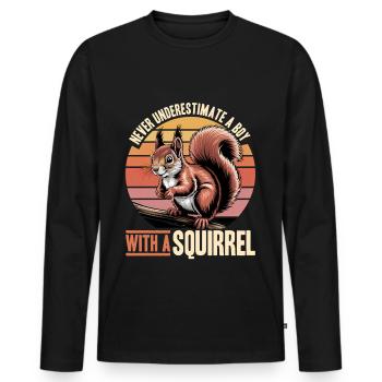 Écureuil drôle Animal - T-shirt manches longues Premium bio Homme - noir - Devant - Nico (187cm)