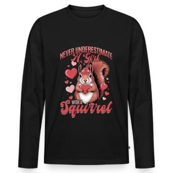 Écureuil drôle Animal - T-shirt manches longues Premium bio Homme - noir - Devant - Nico (187cm)