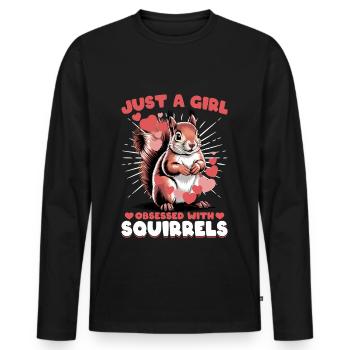 Écureuil drôle Animal - T-shirt manches longues Premium bio Homme - noir - Devant - Nico (187cm)