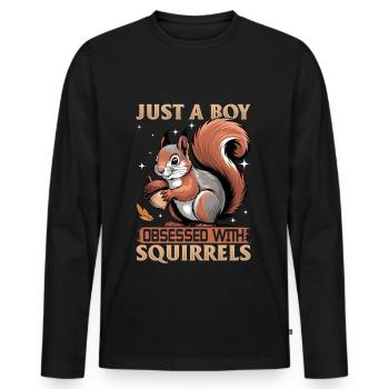 Squirrel funny Animal - Men's Premium Organic Long Sleeve Shirt - black - Front - Nico (187cm)