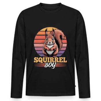 Écureuil drôle Animal - T-shirt manches longues Premium bio Homme - noir - Devant - Nico (187cm)