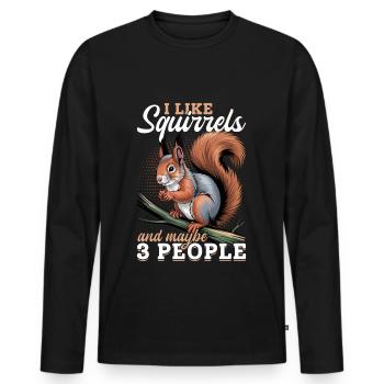 Écureuil drôle Animal - T-shirt manches longues Premium bio Homme - noir - Devant - Nico (187cm)