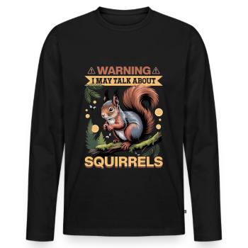 Écureuil drôle Animal - T-shirt manches longues Premium bio Homme - noir - Devant - Nico (187cm)
