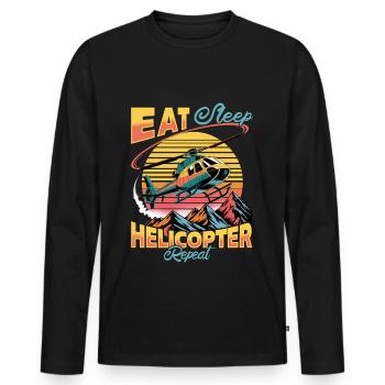 Helicopter funny Pilot - Männer Premium Bio Langarmshirt - Schwarz - Vorne - Nico (187cm)