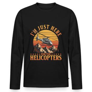 Helicopter funny Pilot - Men's Premium Organic Long Sleeve Shirt - black - Front - Nico (187cm)