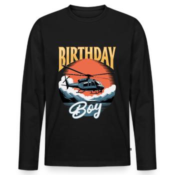 Helicopter funny Pilot - Men's Premium Organic Long Sleeve Shirt - black - Front - Nico (187cm)