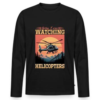 Helicopter funny Pilot - Männer Premium Bio Langarmshirt - Schwarz - Vorne - Nico (187cm)