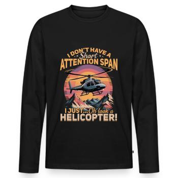 Helicopter funny Pilot - Männer Premium Bio Langarmshirt - Schwarz - Vorne - Nico (187cm)
