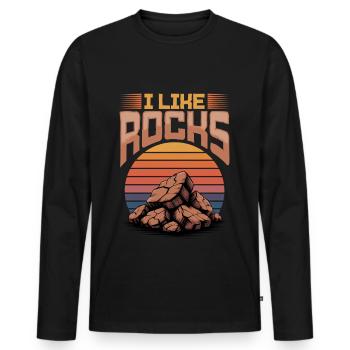 Rocks Geode Hunter Rock Collector Geology - Men's Premium Organic Long Sleeve Shirt - black - Front - Nico (187cm)